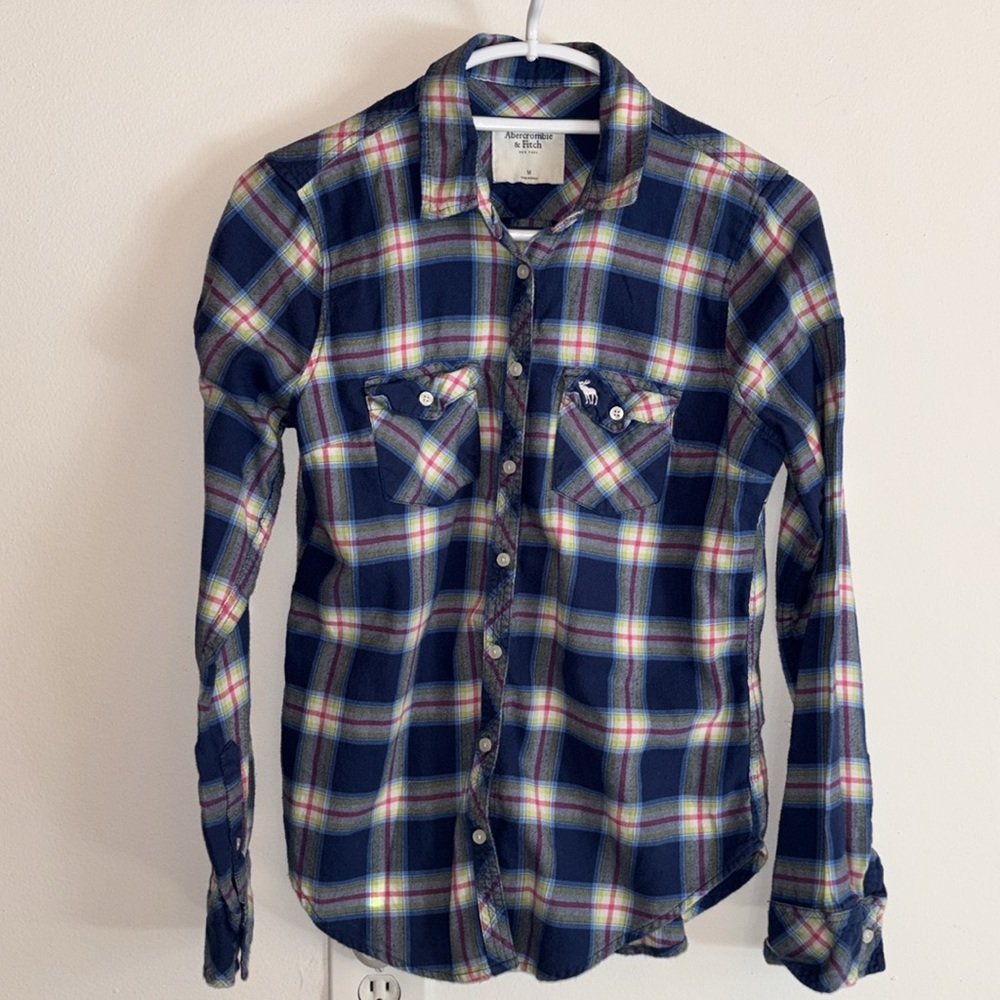 Abercrombie & Fitch🫎Button Down Long Sleeve 100% Cotton Shirt, Size M